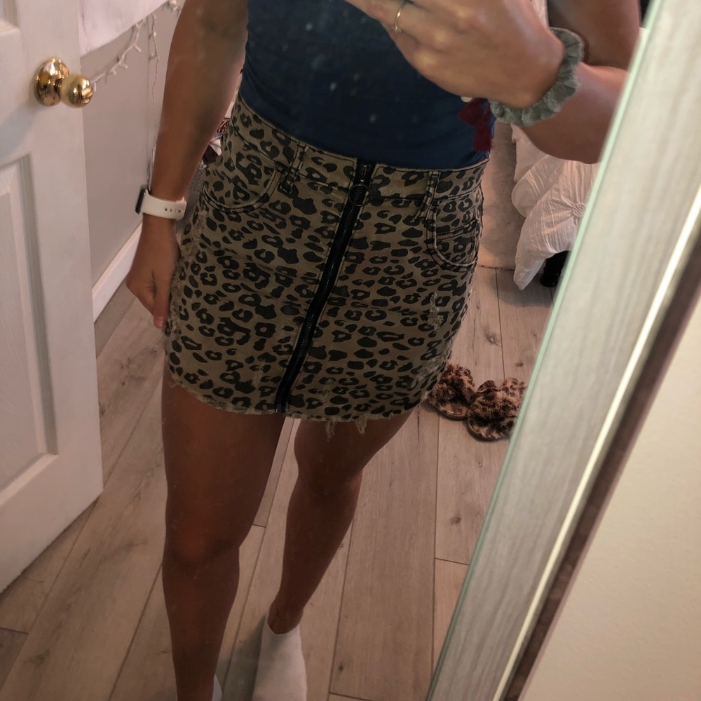 Cheetah print jean skirt